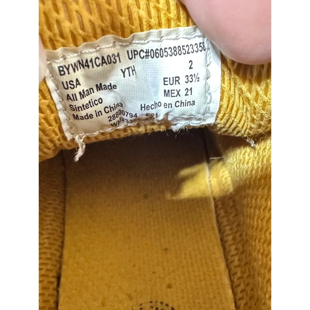 Wonder Nation Youth Size 2 Wheat Faux Nubuck Lace Up Work Boots Yellow Black New